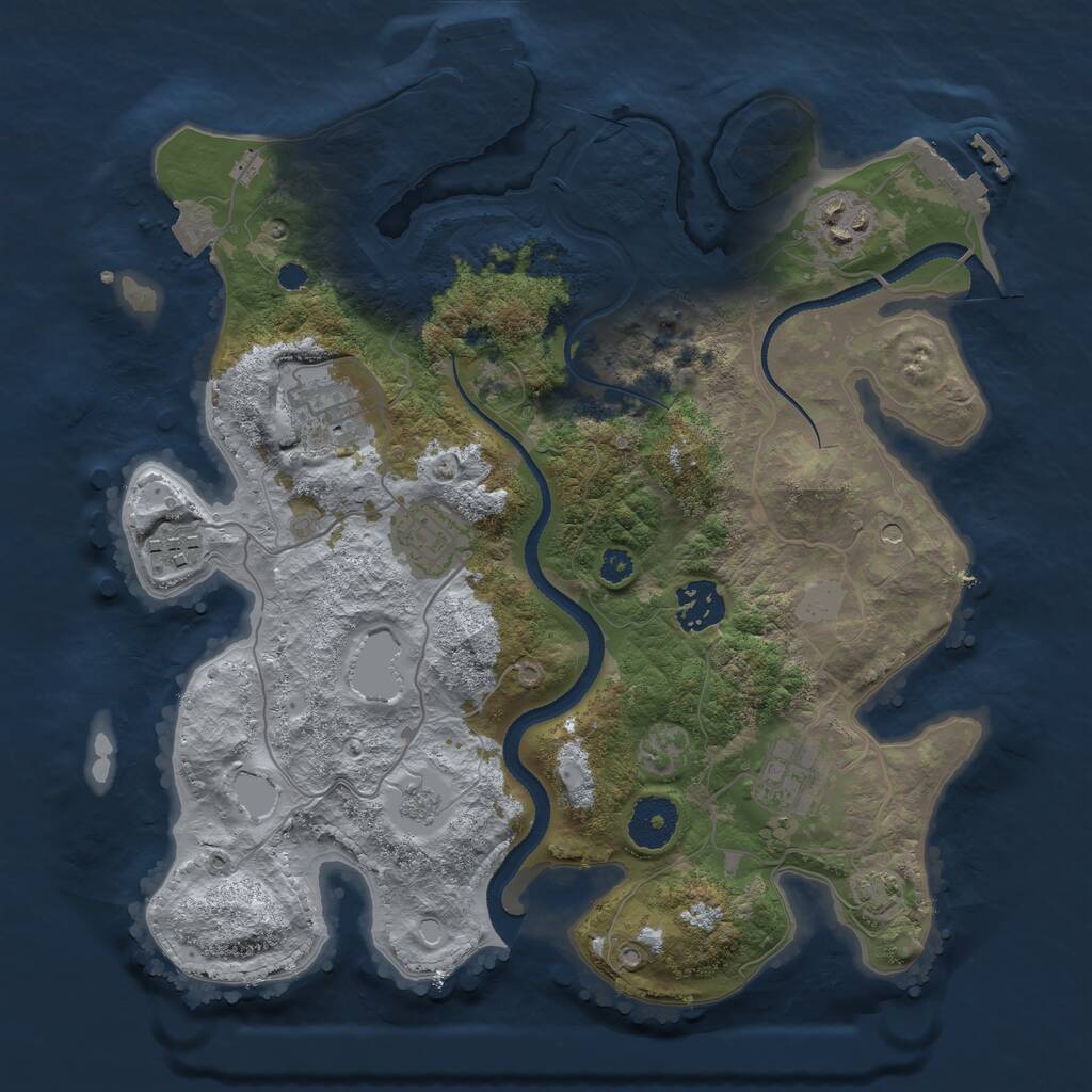 Rust Map: Procedural Map, Size: 3250, Seed: 2785807, 12 Monuments