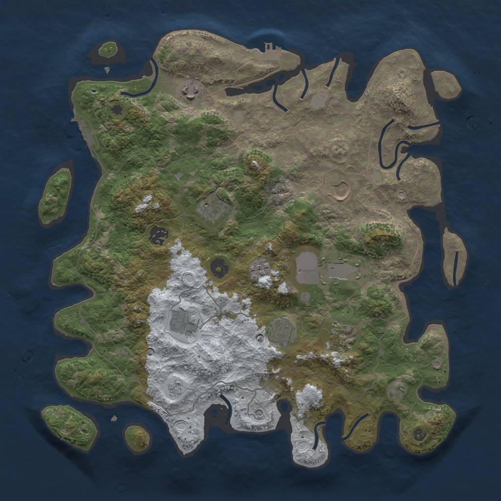 Rust Map: Procedural Map, Size: 4000, Seed: 6695, 18 Monuments