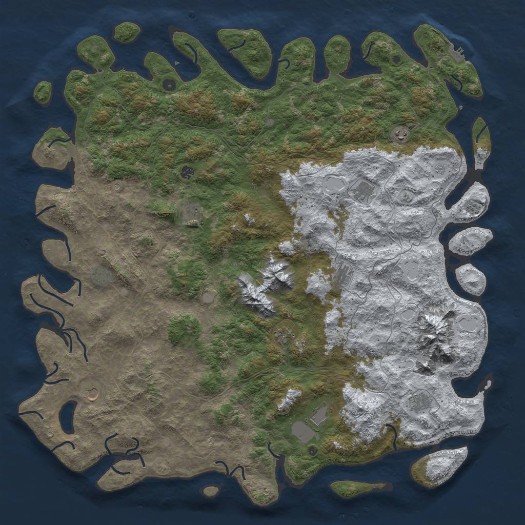 Rust Map: Procedural Map, Size: 6000, Seed: 61896121, 19 Monuments
