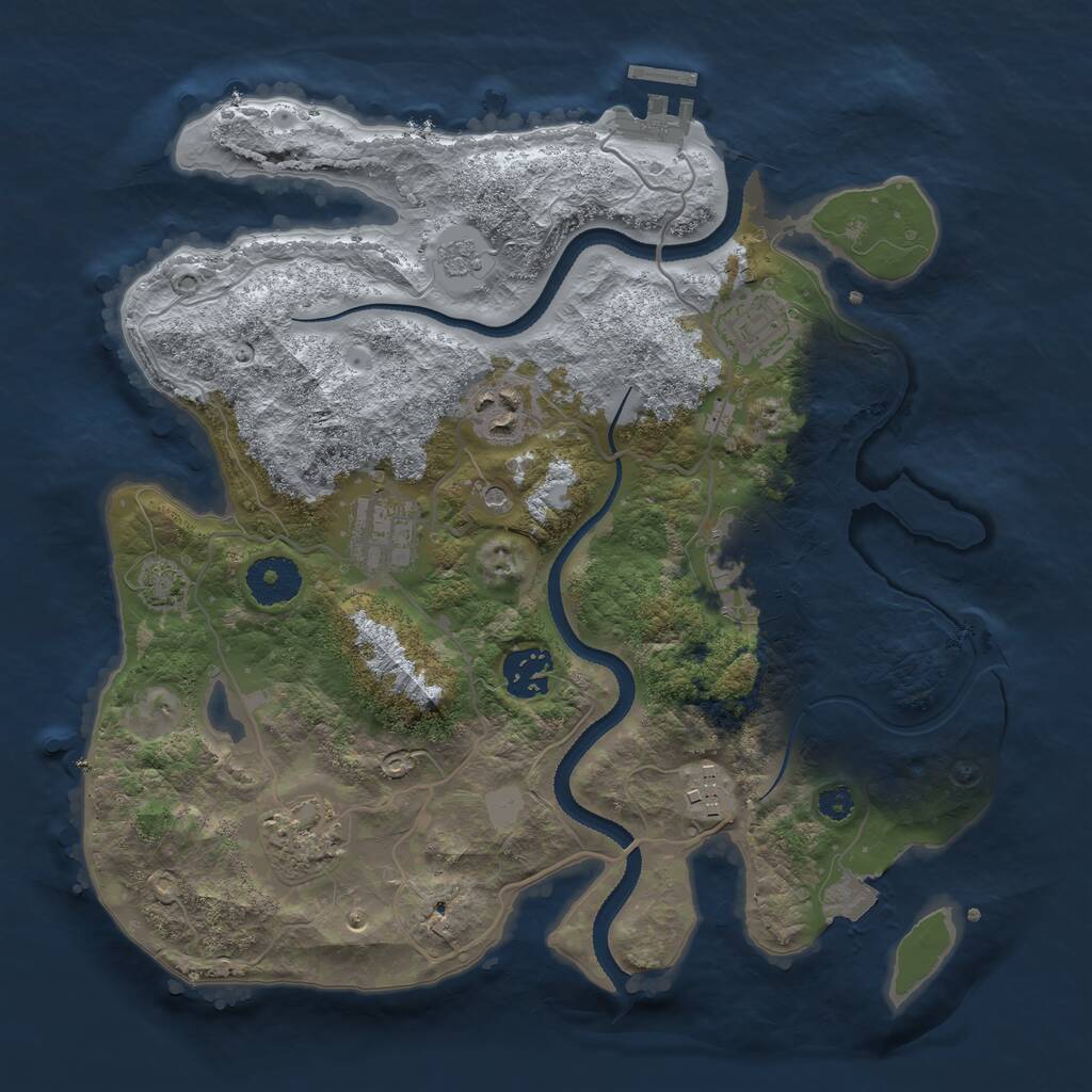 Rust Map: Procedural Map, Size: 3200, Seed: 738835, 12 Monuments