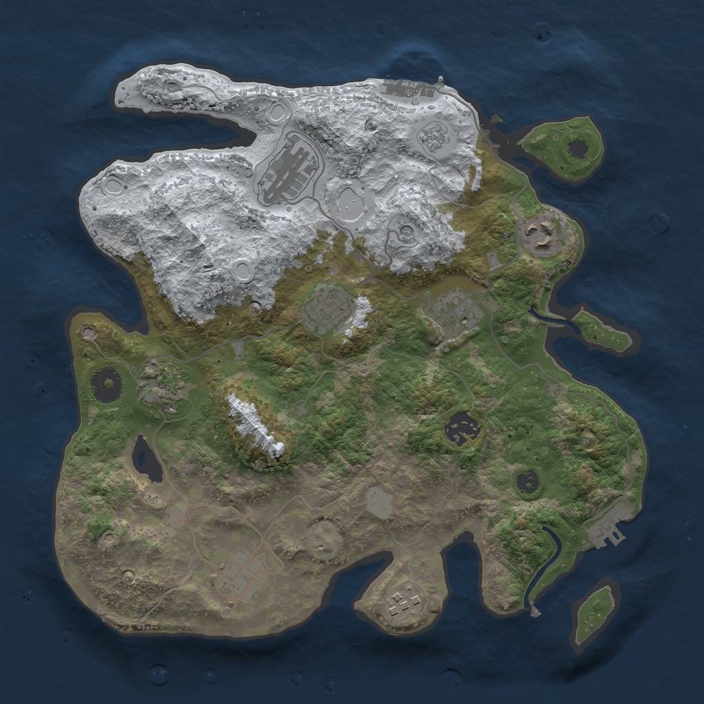 Rust Map: Procedural Map, Size: 3200, Seed: 738835, 17 Monuments