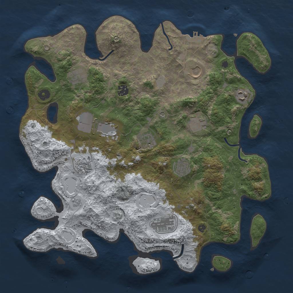 Rust Map: Procedural Map, Size: 3850, Seed: 362910543, 18 Monuments