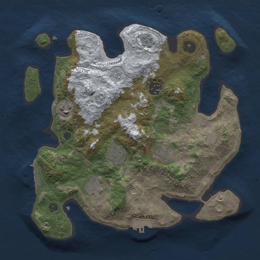 Rust Map: Procedural Map, Size: 3000, Seed: 50415, 15 Monuments