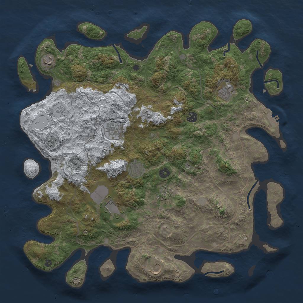 Rust Map: Procedural Map, Size: 4250, Seed: 2303476, 17 Monuments