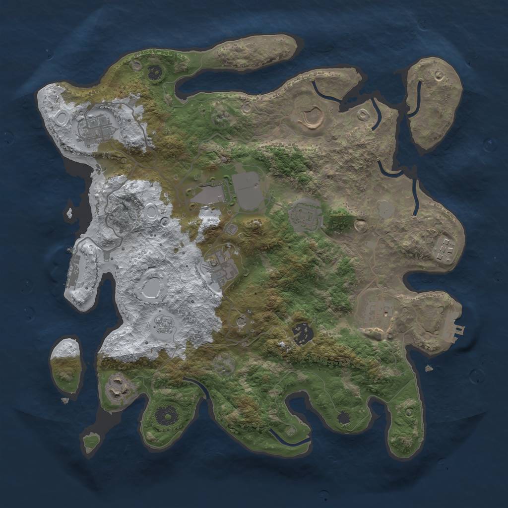 Rust Map: Procedural Map, Size: 3500, Seed: 895340635, 18 Monuments