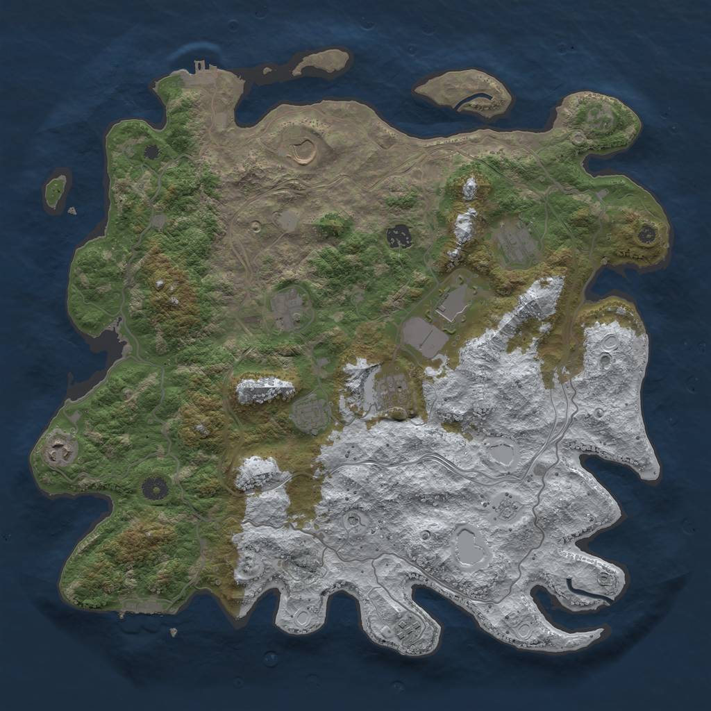 Rust Map: Procedural Map, Size: 4250, Seed: 1042540, 18 Monuments