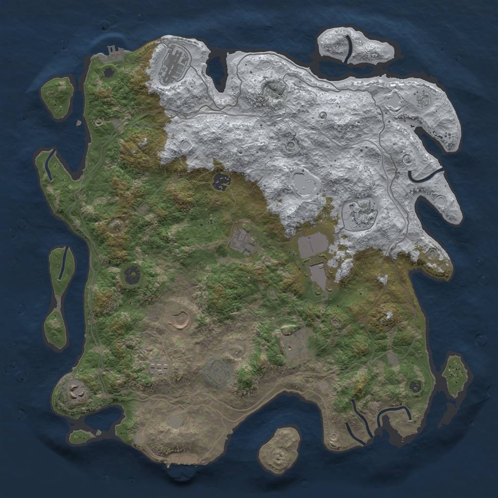 Rust Map: Procedural Map, Size: 4250, Seed: 3434996, 19 Monuments