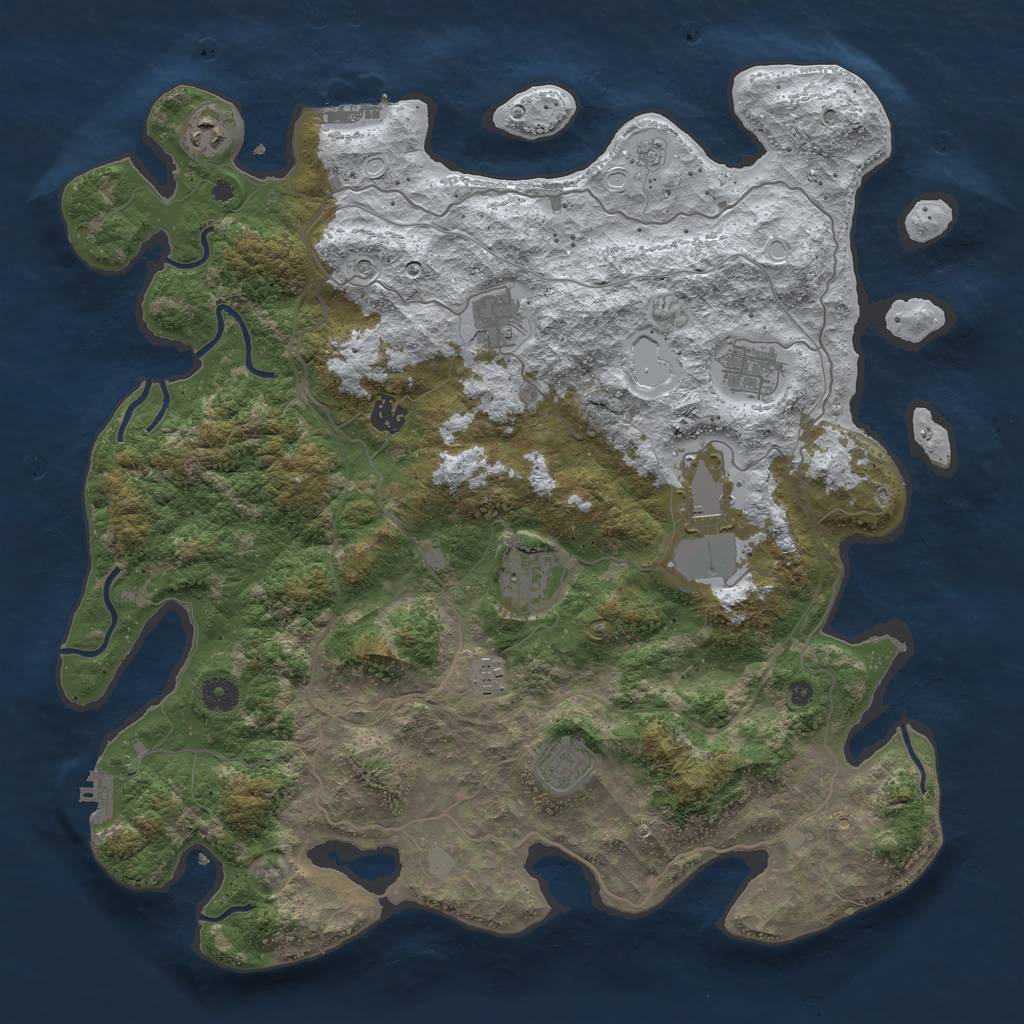 Rust Map: Procedural Map, Size: 4250, Seed: 2872191, 17 Monuments