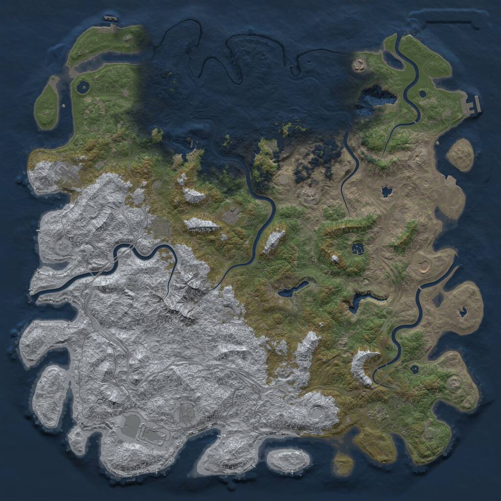 Rust Map: Procedural Map, Size: 6000, Seed: 115426344, 17 Monuments