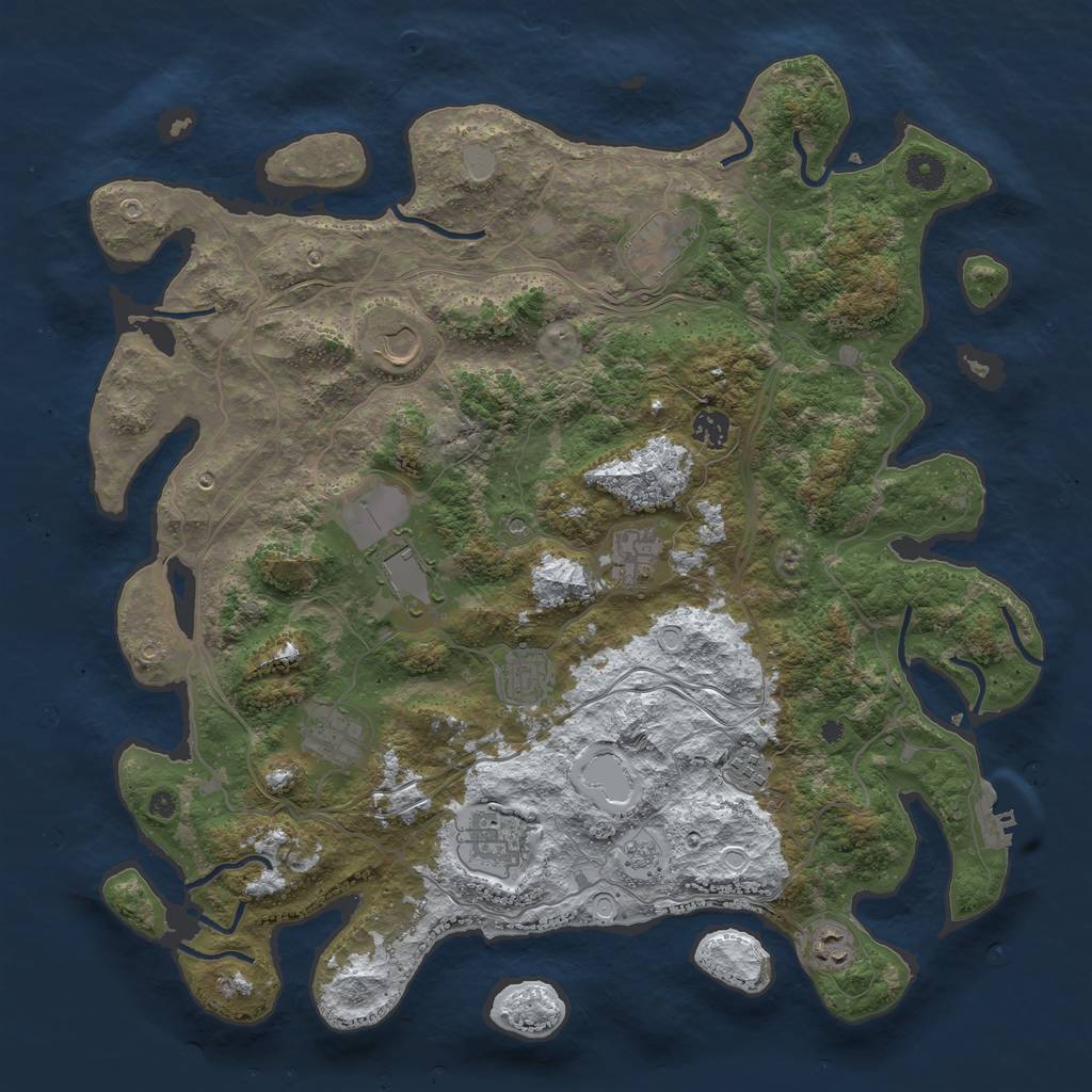Rust Map: Procedural Map, Size: 4250, Seed: 2055227, 18 Monuments