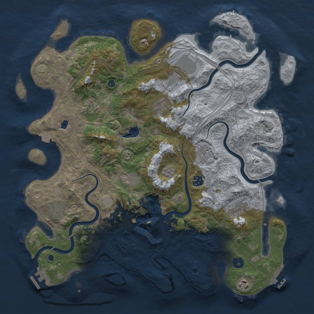 Rust Map: Procedural Map, Size: 4300, Seed: 8454481, 16 Monuments