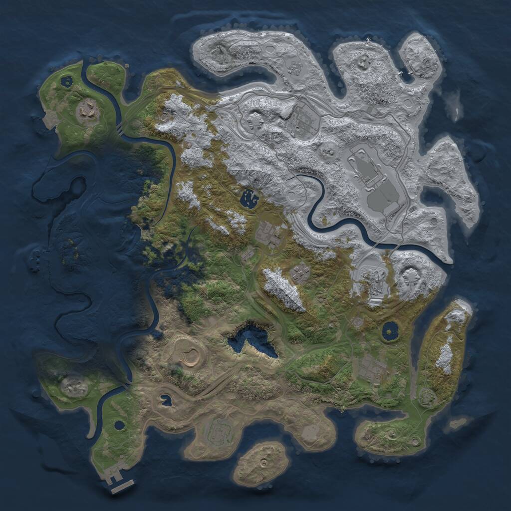 Rust Map: Procedural Map, Size: 4250, Seed: 376274, 16 Monuments