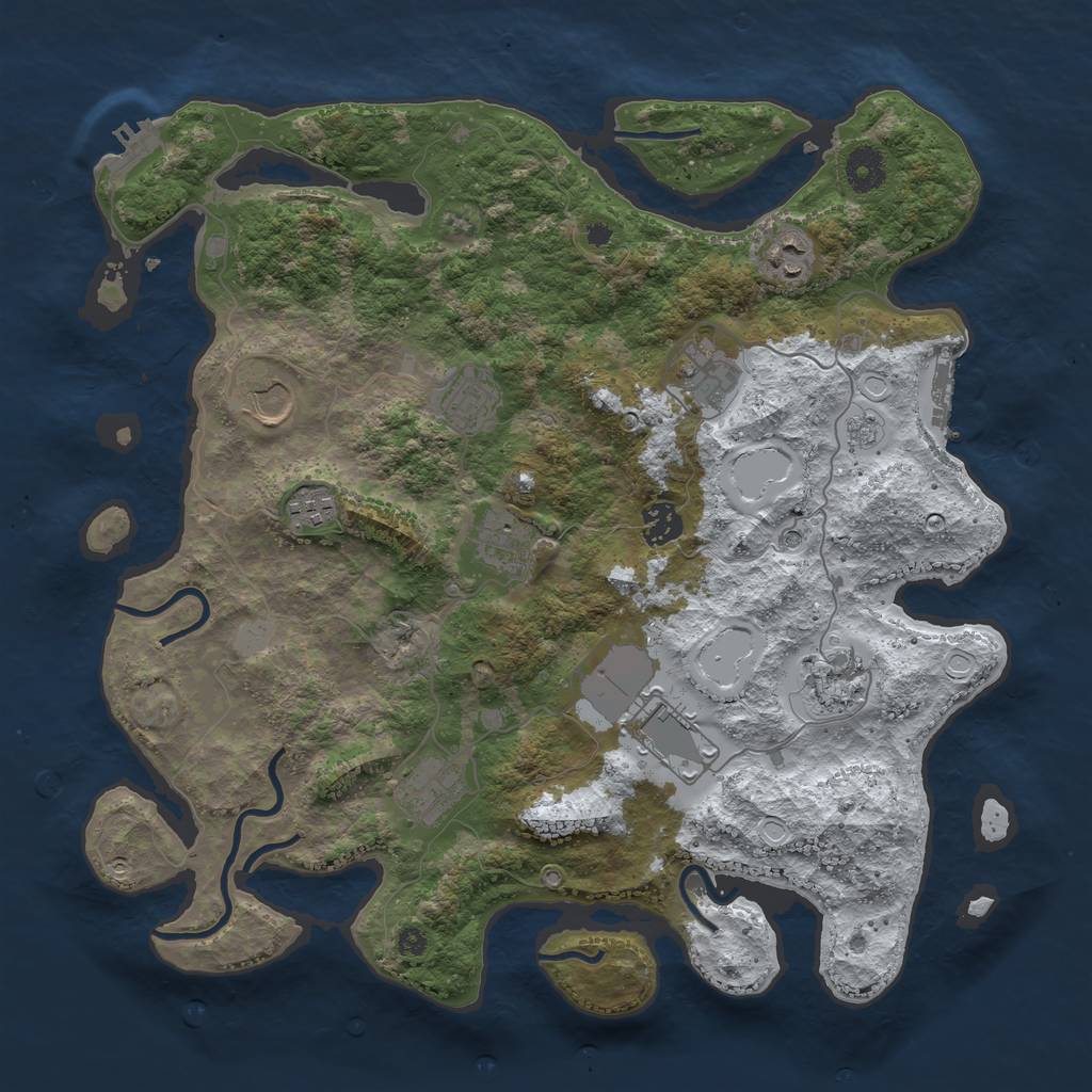 Rust Map: Procedural Map, Size: 3800, Seed: 205394, 19 Monuments