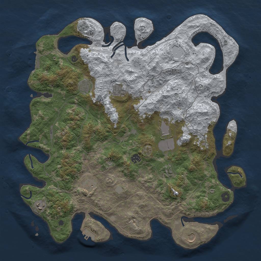 Rust Map: Procedural Map, Size: 4250, Seed: 3644866, 18 Monuments
