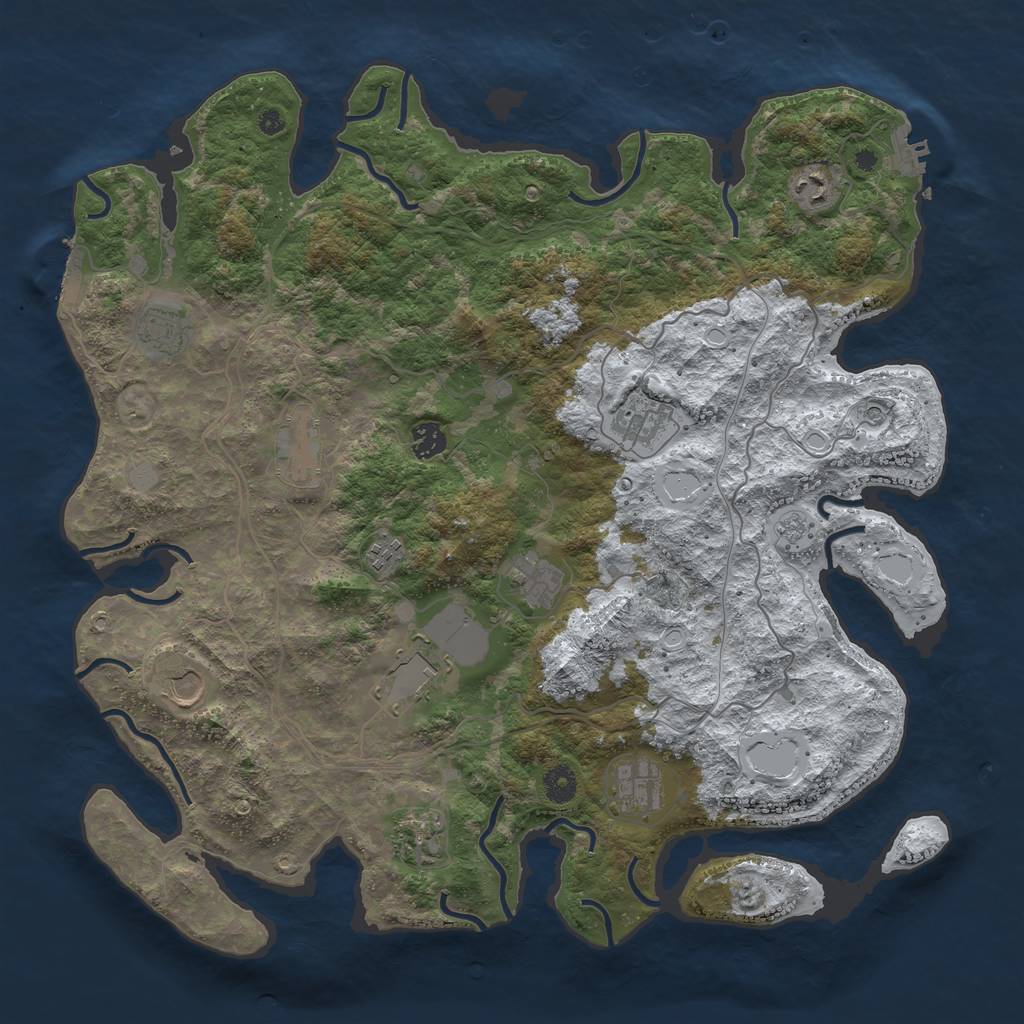Rust Map: Procedural Map, Size: 4250, Seed: 3070093, 20 Monuments