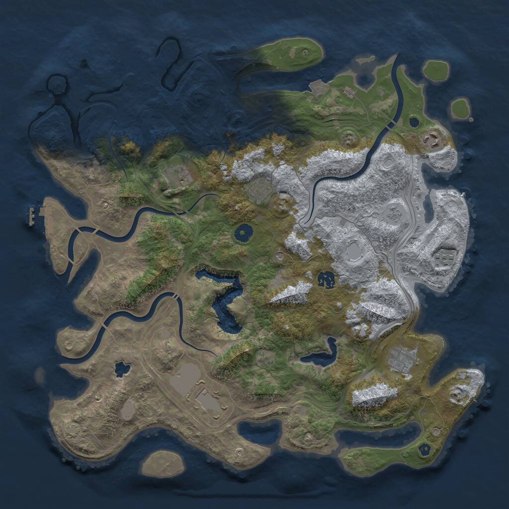Rust Map: Procedural Map, Size: 4250, Seed: 193483, 13 Monuments