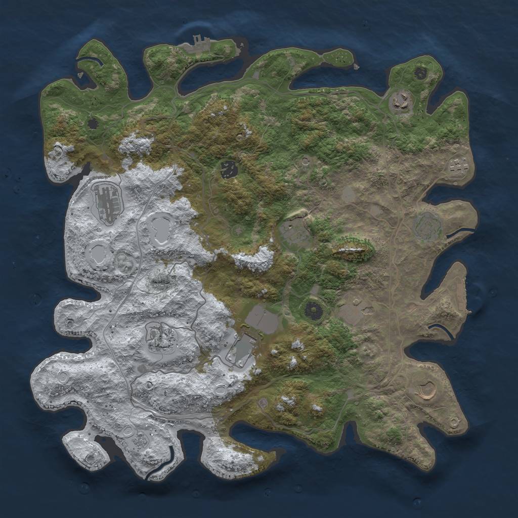 Rust Map: Procedural Map, Size: 4250, Seed: 3186318, 19 Monuments