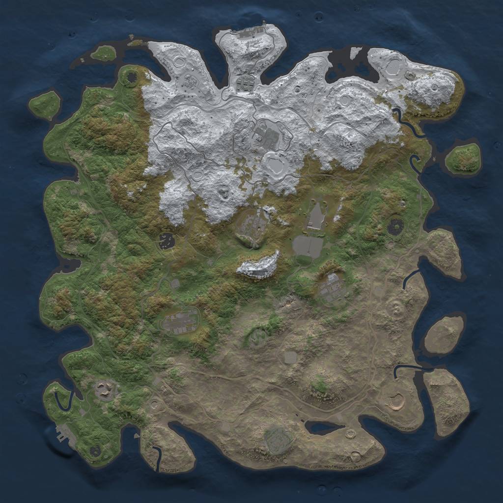 Rust Map: Procedural Map, Size: 4500, Seed: 4756737, 19 Monuments