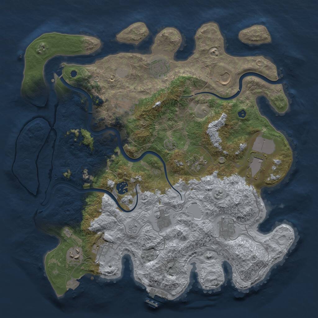 Rust Map: Procedural Map, Size: 3850, Seed: 345578558, 16 Monuments