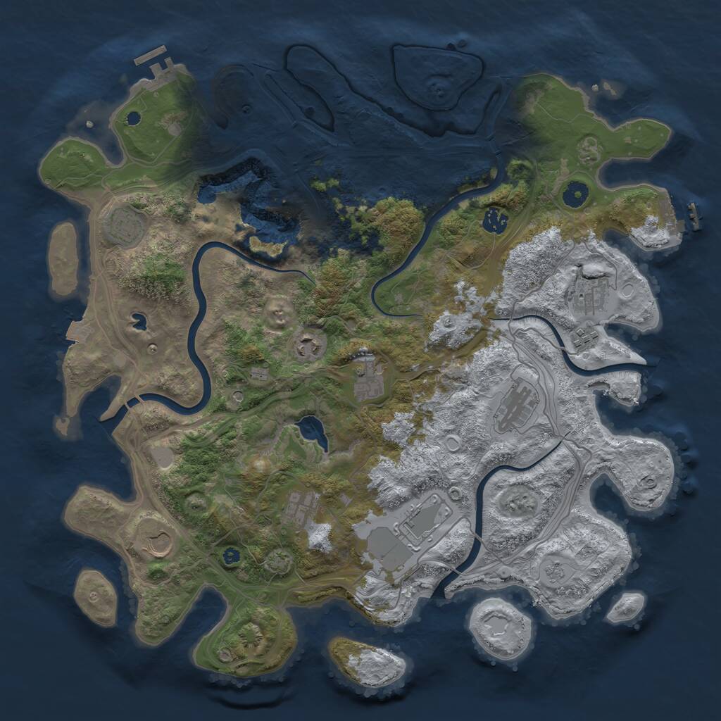 Rust Map: Procedural Map, Size: 4250, Seed: 3717634, 16 Monuments