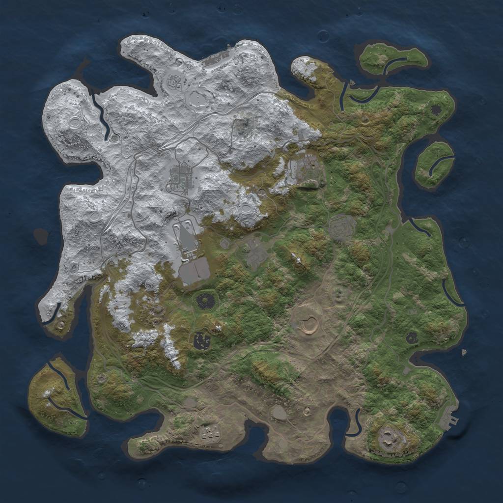 Rust Map: Procedural Map, Size: 4250, Seed: 3393166, 19 Monuments