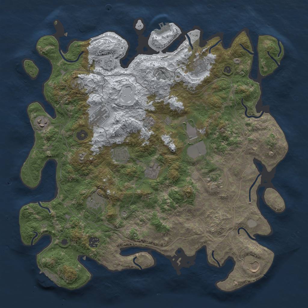 Rust Map: Procedural Map, Size: 4250, Seed: 842462, 20 Monuments