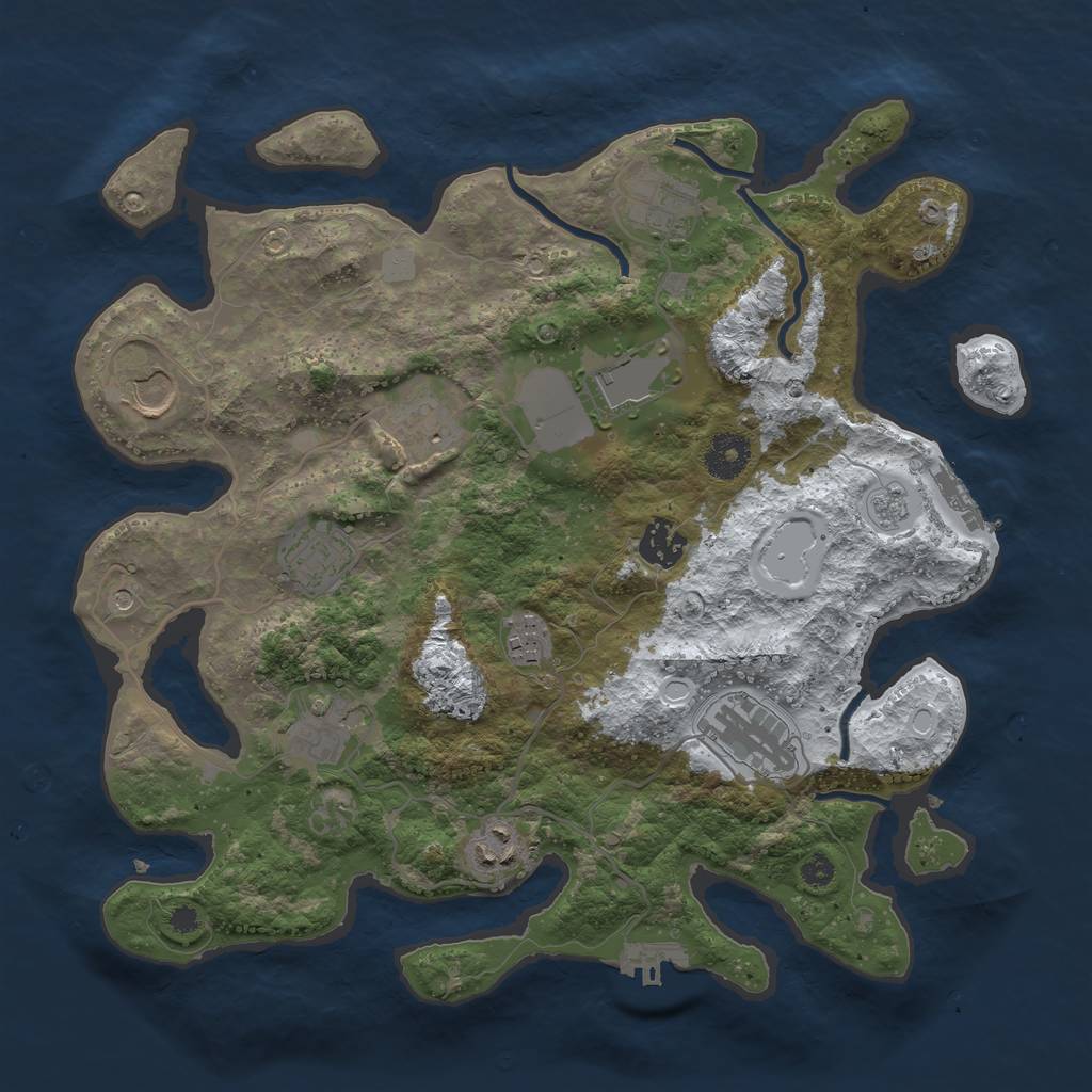 Rust Map: Procedural Map, Size: 3500, Seed: 940397143, 19 Monuments