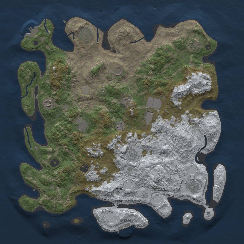Rust Map: Procedural Map, Size: 4250, Seed: 3805730, 19 Monuments