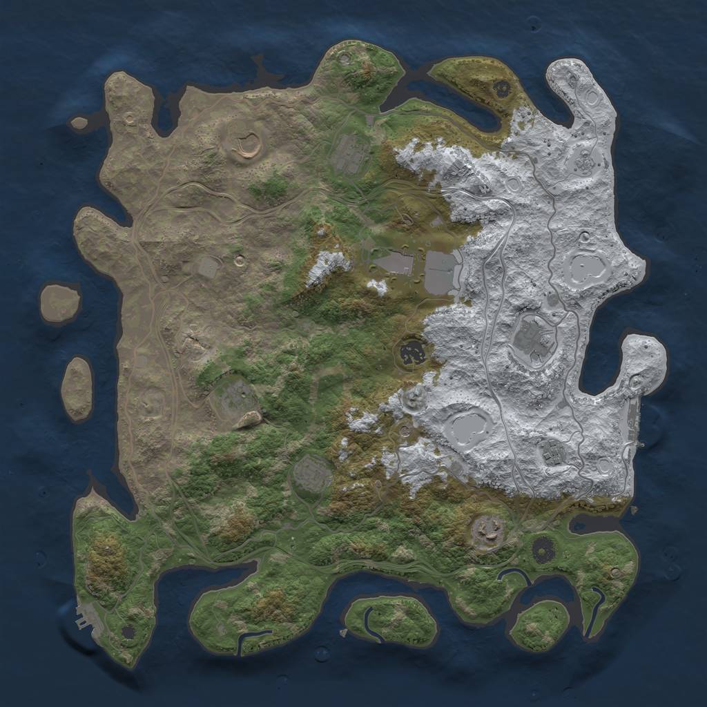 Rust Map: Procedural Map, Size: 4250, Seed: 480591, 18 Monuments