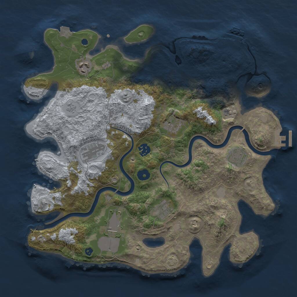 Rust Map: Procedural Map, Size: 3700, Seed: 365290, 13 Monuments