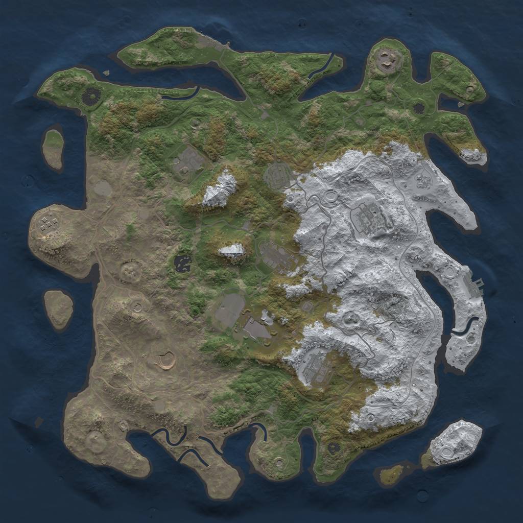 Rust Map: Procedural Map, Size: 4250, Seed: 2730122, 19 Monuments