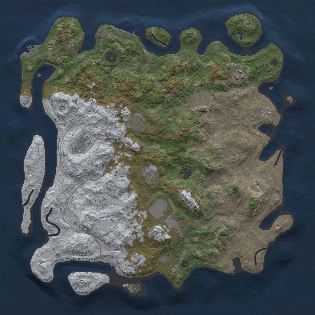 Rust Map: Procedural Map, Size: 4250, Seed: 2069543, 18 Monuments