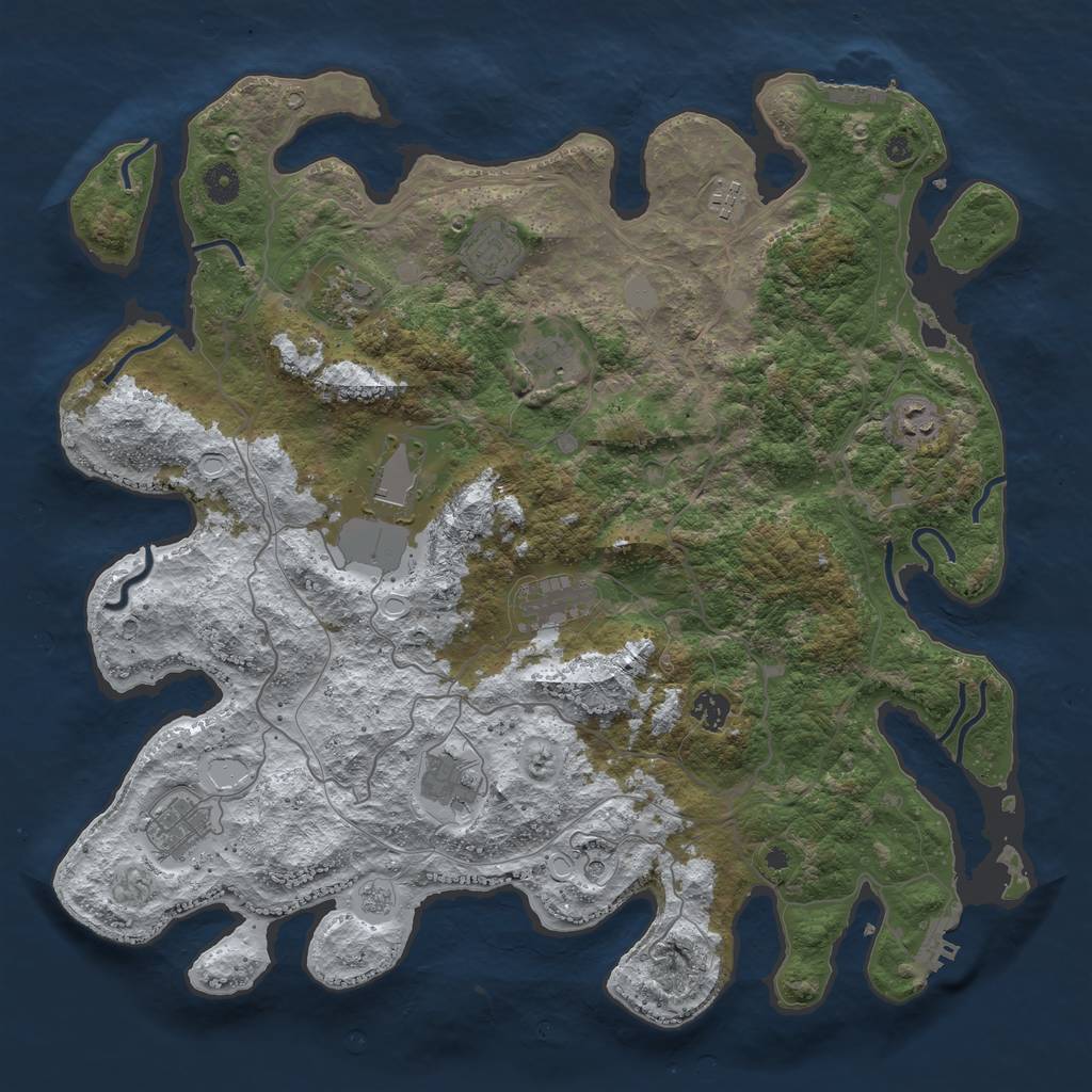 Rust Map: Procedural Map, Size: 4250, Seed: 6095256, 19 Monuments