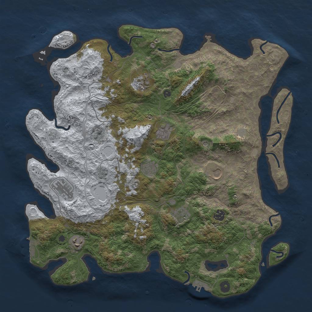 Rust Map: Procedural Map, Size: 4250, Seed: 1694886, 18 Monuments