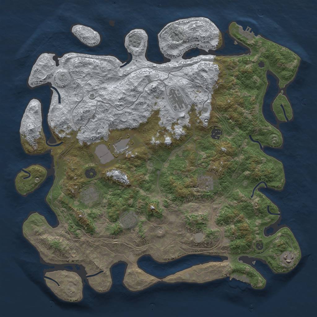 Rust Map: Procedural Map, Size: 4250, Seed: 386479, 17 Monuments