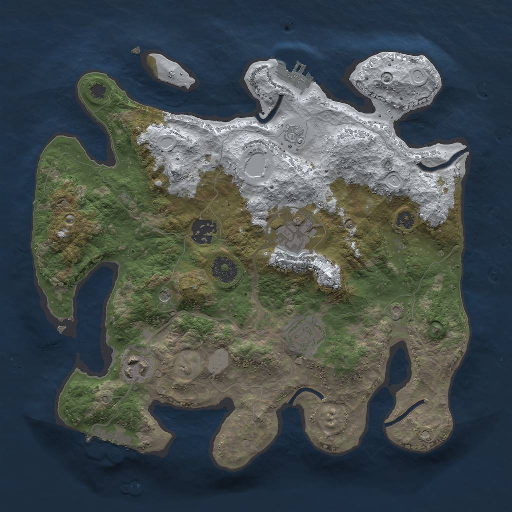 Rust Map: Procedural Map, Size: 3000, Seed: 1005488735, 13 Monuments