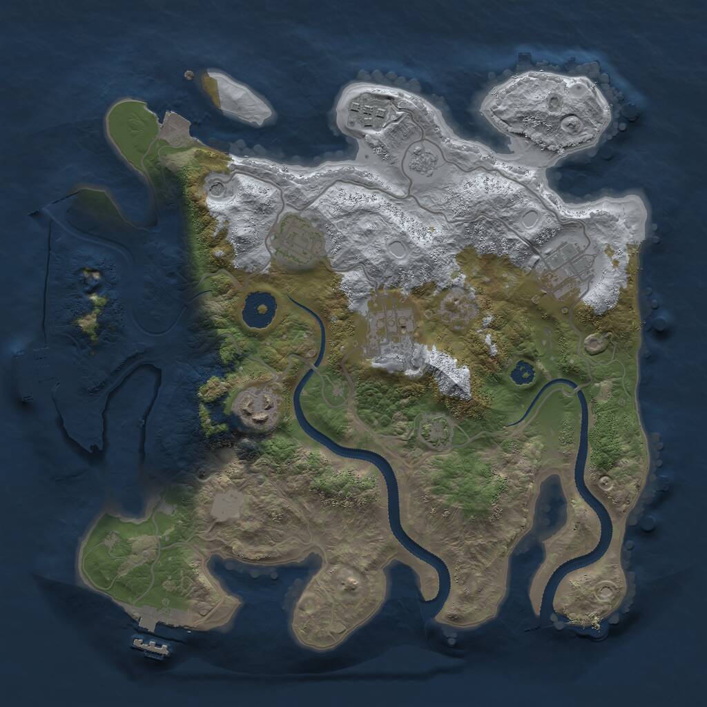 Rust Map: Procedural Map, Size: 3000, Seed: 1005488735, 11 Monuments