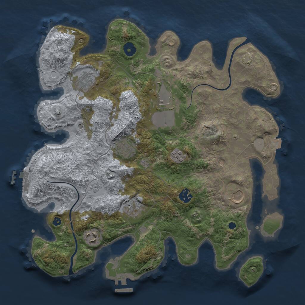 Rust Map: Procedural Map, Size: 3500, Seed: 820646974, 14 Monuments