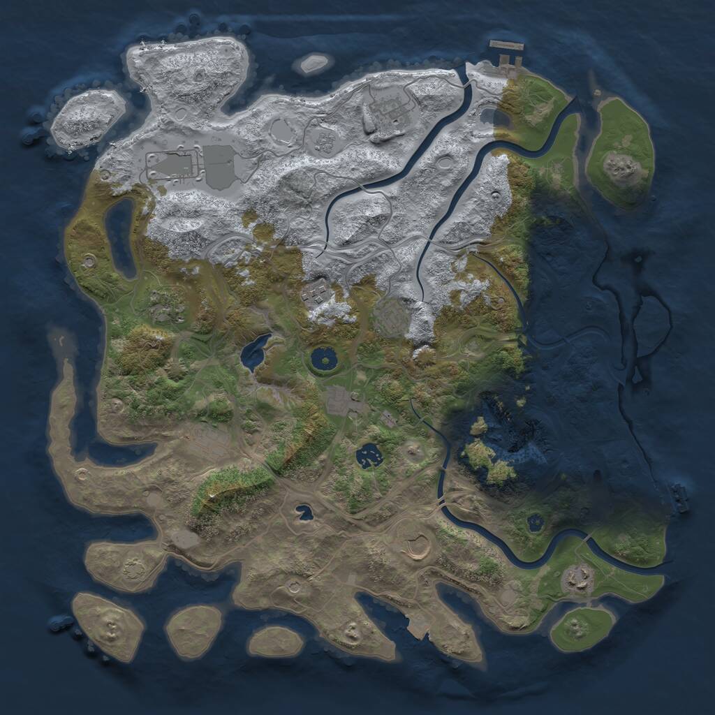 Rust Map: Procedural Map, Size: 4250, Seed: 3076919, 16 Monuments