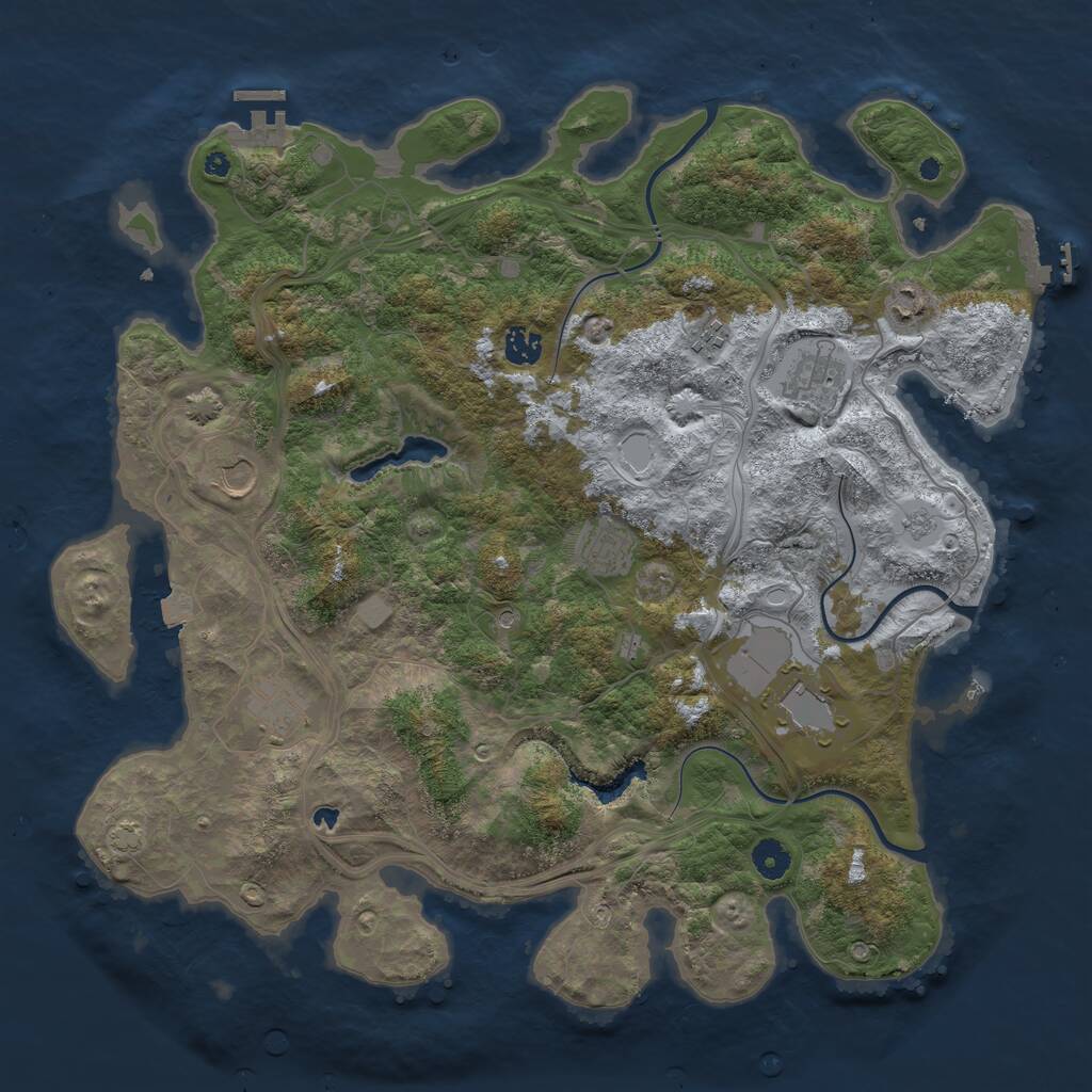 Rust Map: Procedural Map, Size: 4250, Seed: 1238768, 14 Monuments