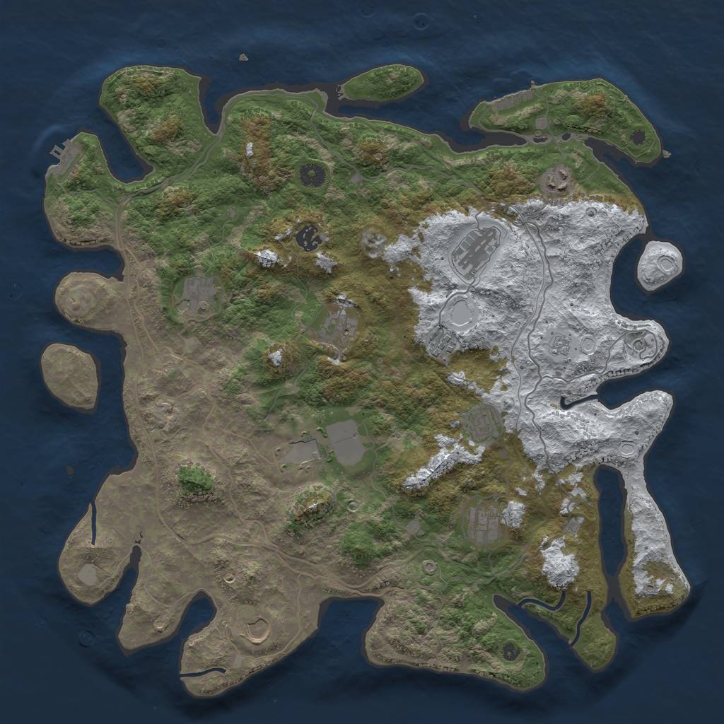 Rust Map: Procedural Map, Size: 4300, Seed: 1241790387, 19 Monuments