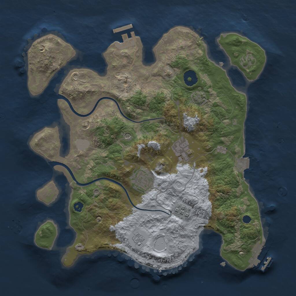 Rust Map: Procedural Map, Size: 3000, Seed: 53492035, 9 Monuments