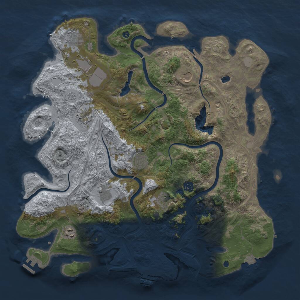 Rust Map: Procedural Map, Size: 4250, Seed: 3906106, 16 Monuments