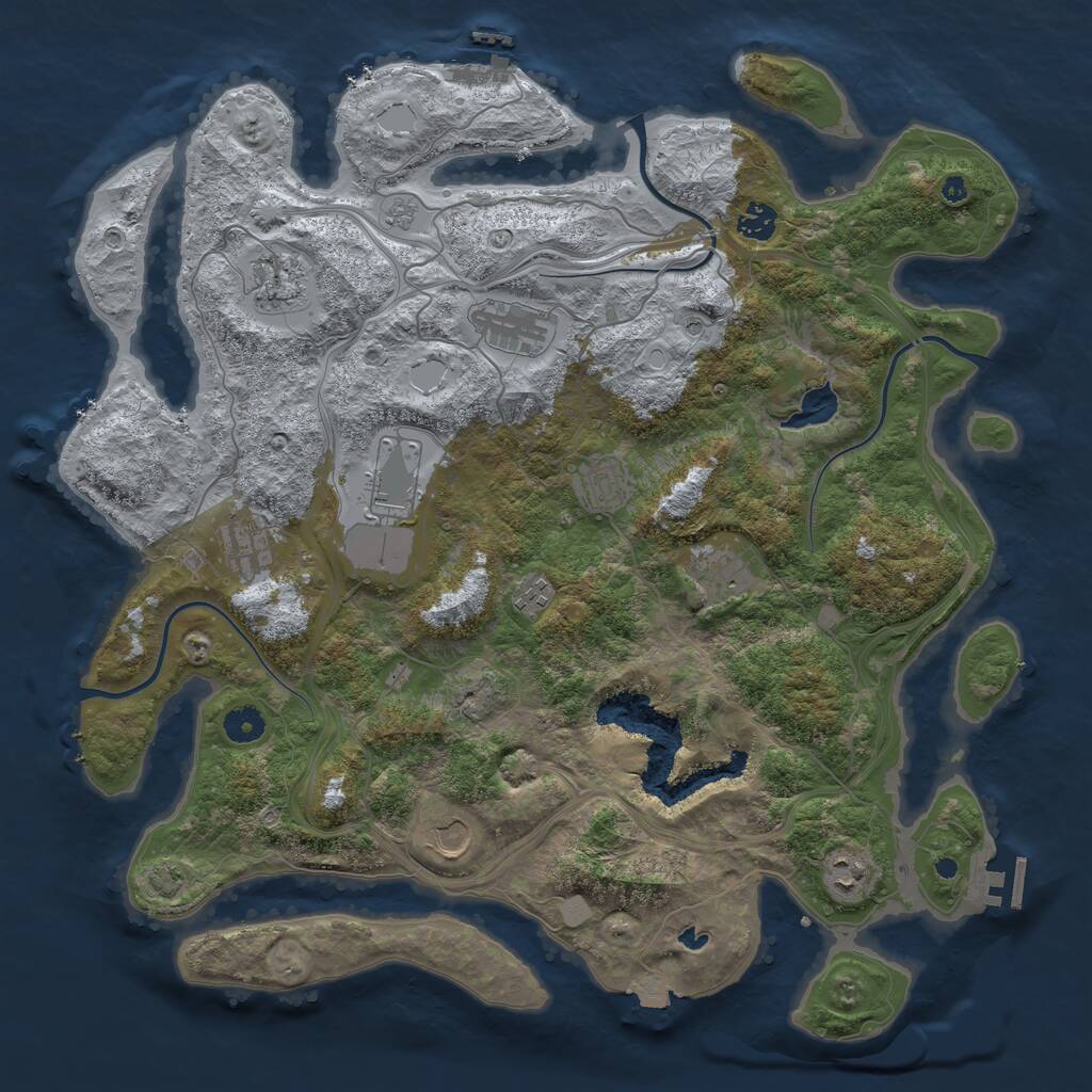 Rust Map: Procedural Map, Size: 4250, Seed: 4131443, 16 Monuments