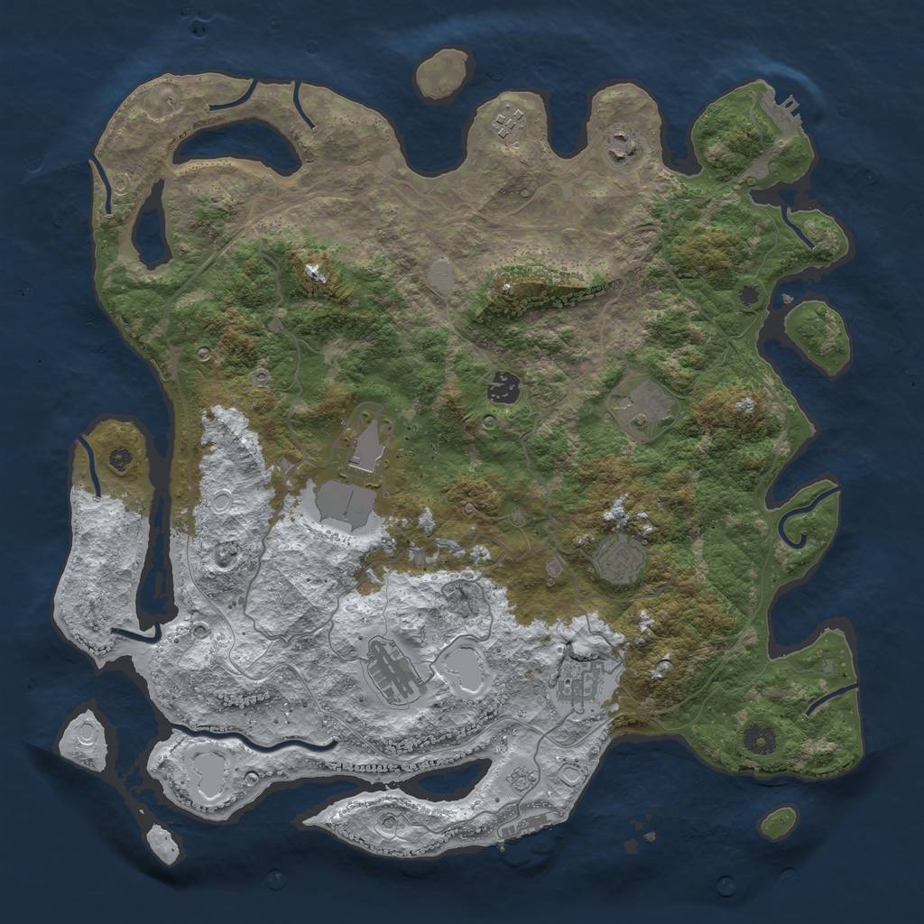 Rust Map: Procedural Map, Size: 4250, Seed: 2218349, 17 Monuments