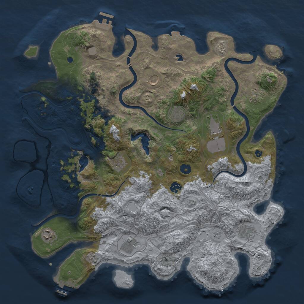 Rust Map: Procedural Map, Size: 4250, Seed: 3969611, 16 Monuments