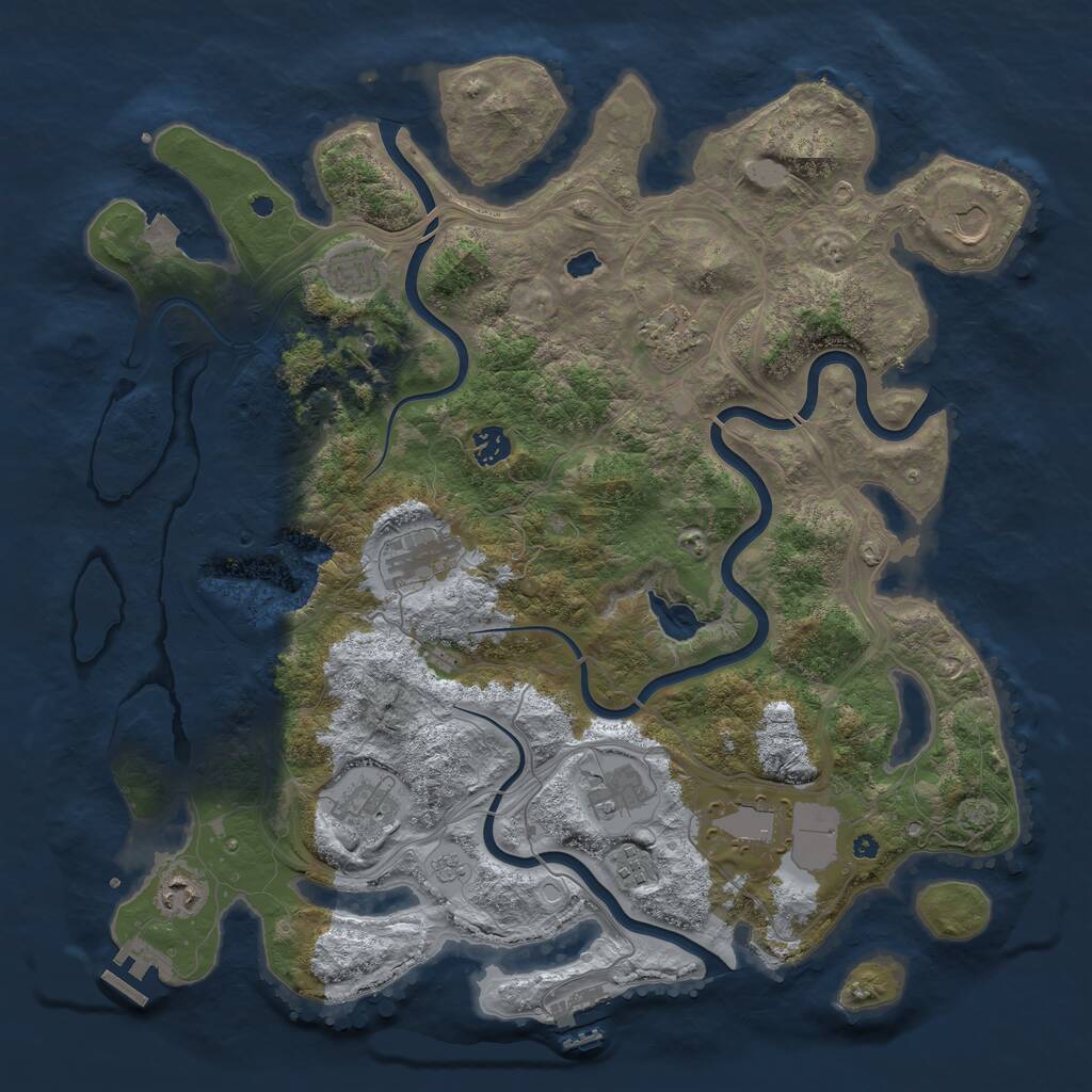 Rust Map: Procedural Map, Size: 4250, Seed: 889746, 16 Monuments