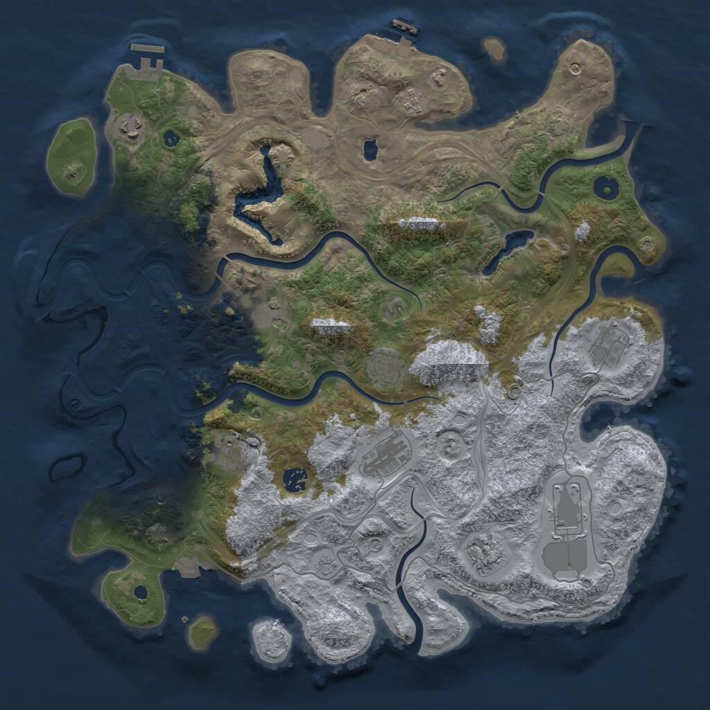Rust Map: Procedural Map, Size: 4250, Seed: 3905408, 16 Monuments