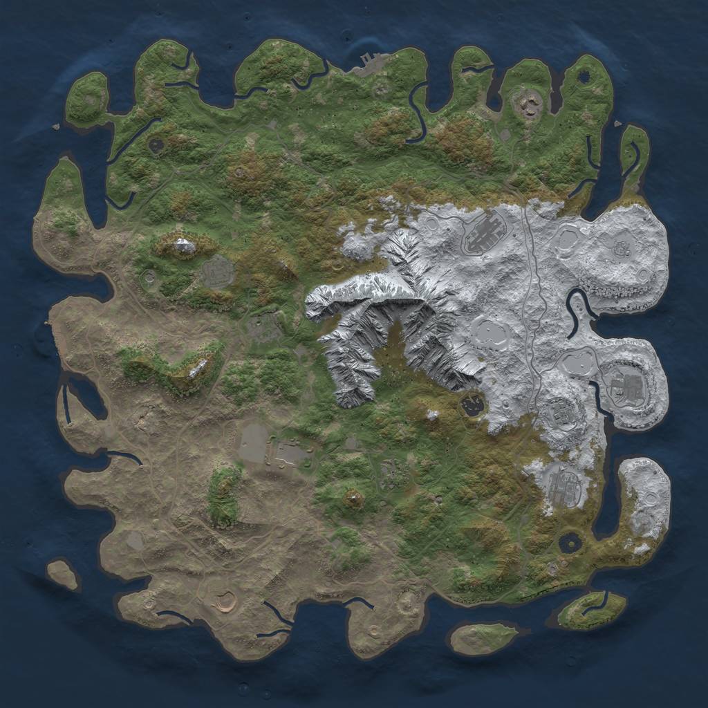 Rust Map: Procedural Map, Size: 5000, Seed: 118916188, 20 Monuments