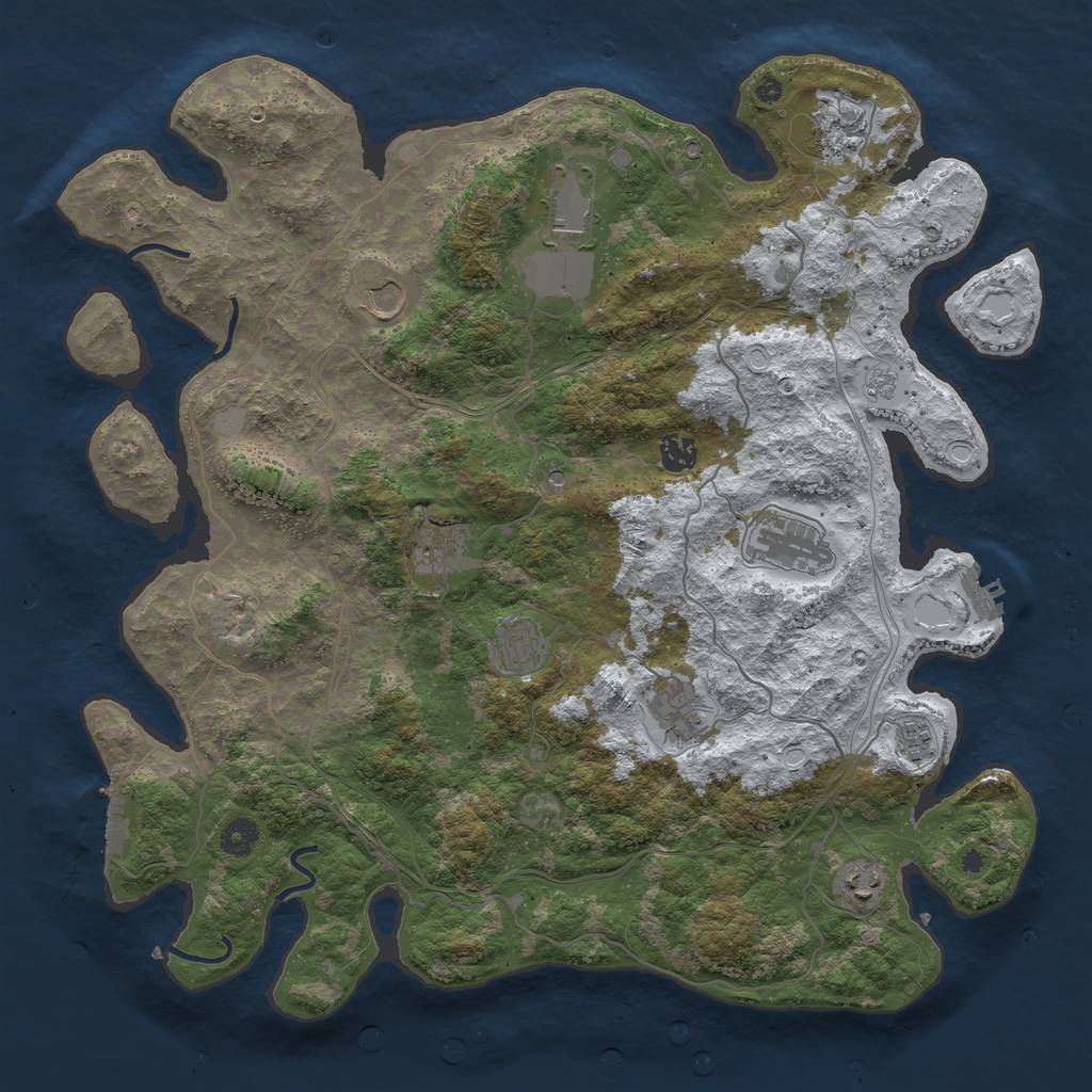 Rust Map: Procedural Map, Size: 4250, Seed: 616729, 19 Monuments
